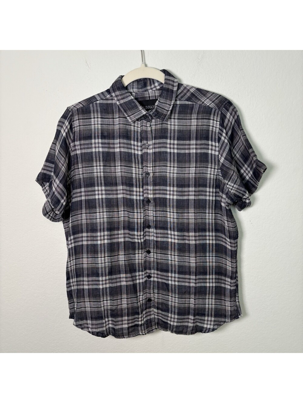 WILDFANG The Essential Button Up Shirt Mens Size Small Plaid Black Cotton